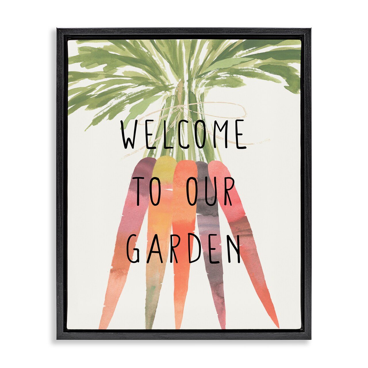Stupell Industries Welcome Garden with Carrots Floater Framed Canvas Wall Art Design by Annie Warren